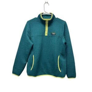 L.L. Bean Women's Airlight Knit quilted pullover sweater blue green size medium